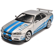 Anmyjuly  GT4732019-silver Alloy Die-cast GTR-R34 Sports Car Model Display Photo Frame, Decorative Wall Panels for Home or Office, Adult Collection (car Included)