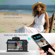 XLURC W05-1-8K Digital Camera for Photography 8K Vlogging Camera for Youtube Dual-Lens 16X, Blsck