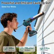 CreWear Electric Caulking Gun, Stepless Speed Control, Cordless, Drip-Free, 10oz Capacity, Dark Blue