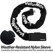 ValueMax Bike Chain Lock, Heavy-Duty 5/16-Inch Steel Chain, 3.2 Feet, Black, with 2 Rust-Resistant Stainless Steel Keys V133023AE