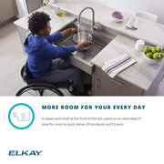 Elkay Dart Canyon Farmhouse Kitchen Sink, Single Bowl, 29-7/8 in Length, 27-1/4 in Width, 9 in Depth, Polished Satin Stainless Steel, ADA Workstation, ELDSSF30279DBG