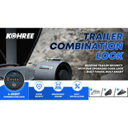 Kohree Keyless Combination Trailer Hitch Lock, Heavy-Duty Hardened Steel, Weather-Resistant, Universal Fit for 2-5/16 Inch Couplers, Black, KR1134-WR
