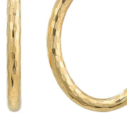 Brilliance Fine Jewelry XY809311 10KT Yellow Gold Oval Hoop Earrings with Sequin Finish, Click Top Closure, 22mm
