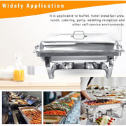 Jacgood Chafing Dish Buffet Set, 4 Pack, 8 Quart Half Pan, Stainless Steel Food Warmer with Water Pans and Fuel Holders