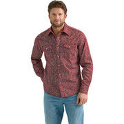 Wrangler Retro 112359925 Premium Modern-Fit Long-Sleeve Shirt for Men - Red - M