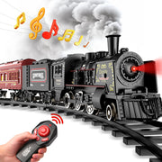 Flooyes Electric Train Set with Light-Up Red Carriages, Figure-Eight Track, Alloy and ABS Plastic, Ages 3+