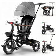 JoyStone 7 in 1 Foldable Tricycle Stroller for Toddler, Baby Tricycle with Adjustable Canopy