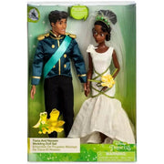 Disney Princess Wedding Tiana and Naveen Doll Set, Iridescent Bridal Gown and Satin Tuxedo, Floral Accessories, Classic Collectible