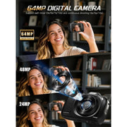 NBD 64MP Digital Cameras for Photography, Black