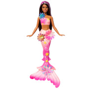 Barbie Flower Magic Mermaid Doll with Blooming Flowers Feature, Pearl Headband, Brown and Purple Hair, Ages 3-10