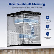 EKOJUCE Nugget Ice Maker Countertop, 44 Lb Daily Output, Soft Chewable Sonic-Style Pebble Ice, One-Touch Self-Cleaning, Stainless Steel Silver, 1.8L Water Tank, IM017-NSI