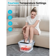 ALLJOY Collapsible Foot Spa Massager with Heat, 6 Shiatsu Massage Rollers, Oxygen Bubble Therapy, Foldable Portable Foot Bath Tub with Heater