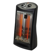 EZ Heat Dual Quartz Radiant Space Heater, 1,500-Watt, Adjustable Thermostat, Safety Tip-Over Switch, Black, EZ-32557