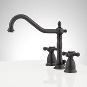 Signature Hardware SH449714MB Victorian 1.2 GPM Widespread Bathroom Faucet with Pop-Up Drain Assembly - Matte Black