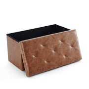 Concetta 30 in Storage Ottoman Bench with Foldable Chest, Padded Seat, Brown PVC, Supports 660 lb, WMCON-SY-STO-76PVC-BN
