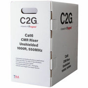 C2G Cat6 Ethernet Network Cable, 1000ft, Unshielded UTP, Solid Conductors, Riser CMR-Rated, 550 MHz, White, C2G56034