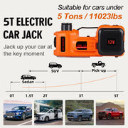 SZTAA Electric Car Jack Lift, 5 Ton Hydraulic Jack with Air Compressor and Emergency Hammer, Orange