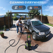 TASKBAY Electric Pressure Washer, 1800W, 5000 PSI, 3.0 GPM, Portable with 25ft Cord, 23ft Hose, 4 Nozzles, Green, C10
