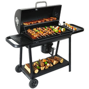 laraVist SY-7440C Barrel Charcoal Grill, 608.4 sq in Cooking Area, Adjustable Airflow, Portable Wheels, Black Steel