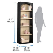 Mainstays Westley 5-Shelf Arch Bookcase, Black Finish with Spring Pine Accents, Pack of 2, 72.56 in Height, 444344