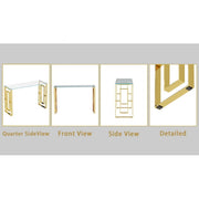 ZENHO Outdoor Dining Table, Modern Rectangular, Golden Stainless Steel Frame, Reinforced Transparent Glass Top, Seats 6, 60 in