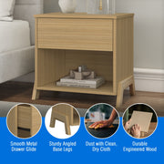 Mainstays Modern 1 Drawer Nightstand with Natural Teak Finish, Particle Board and MDF Construction, Rectangle Shape, 35 lb Load Capacity, MS3611136571NO