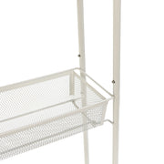 Mainstays Slim 3-Tier Rolling Bathroom Storage Cart with Hooks, White Finish, Rust-Resistant Steel Frame, Locking Casters