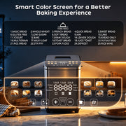 Patbrela Bread Maker Machine, 25 Preset Programs, 2LB Capacity, Stainless Steel, Brown, Digital Touchscreen, 3 Crust Colors, 3 Loaf Sizes, 15-Hour Timer, Keep Warm Function