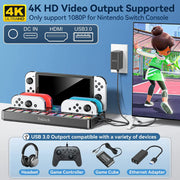 Tokluck Switch TV Dock with Joycon Charger, 4K HDMI Adapter, Charging Stand for Nintendo Switch