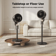 TASKBAY Pedestal Fan for Bedroom Air Circulator, 12 Speeds, 120 Horizontal and 90 Vertical Oscillation, Adjustable Height, Remote Control, RGB Ambient Light, 12-Hour Timer, Black, PF006