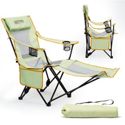 YOUNGWOOD Casual Dual Purpose Recliner w/Headrest & Storage Bag, Green Mesh