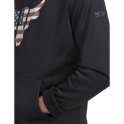 Under Armour 1389220 Project Rock Freedom Bull Long-Sleeve Hoodie for Men, Lightweight Armour Fleece, L, Black