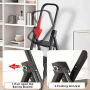 RICHYOUNG 3-Step Folding Ladder with Foldable Extended Handrail, Wide Anti-Slip Pedals, Carbon Steel, Black