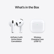 Apple AirPods 4 Wireless Earbuds with H2 Chip, Personalized Spatial Audio, Voice Isolation, White, MXP63AM/A