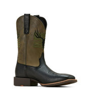 Ariat Sport Antlers Western Boots, Waterproof Full-Grain Leather, Embroidered American Flag and Deer Skull, Square Toe, Block Heel, Black Adobe/Four Leaf Clover, 8.5