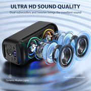 FanFun FF-BS-T20 Bluetooth Speaker, Large Party Speaker with DJ Lights, Remote Control, Double Subwoofer