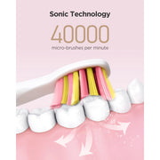 Fairywill FW-ET507Pink-420-8BH-US Ultrasonic Rechargeable Electric Toothbrush with 8 Duponts Brush Heads 5 Modes