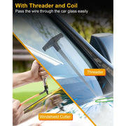 ChengXin Auto Windshield Glass Removal Tool Kit with Locking Function, Threader, Coil, Black - Windshield Cutter