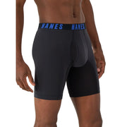 Hanes Moves Mens Anti-Chafe Long Leg Boxer Briefs, X-Temp Technology, Moisture-Wicking, 8-Inch Inseam, Black, 3-Pack, XL MAZLL3