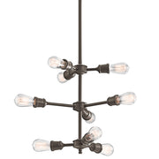 Kichler Lucien 9-Light Chandelier with Opal Glass Shades, Olde Bronze, 26 in W, 16.75 in H, 42257OZ