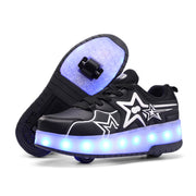Kofuboke 24021 Convertible Roller Skate Shoes 2 in 1 with Detachable Wheels, Black ,White, 1