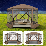 HOTEEL HO-000044-R 12 x 12 Portable Pop-Up Outdoor Camping Gazebo, Brown, Starry Sky Top without Sidewalls