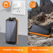 Yelomin Solar Power Bank, 49800mAh Portable Charger with Built-In 3 Charging Cables, Wireless Charging, Dual LED Flashlights, Waterproof, Durable for Outdoor Camping and Hiking