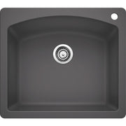 Diamond Dual Mount Granite Composite 25 in. 1-Hole Single Bowl Kitchen Sink in White