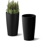 SnugNiture Garden Planters Set of 2, 22-Inch Large Matte Frosted Black, Weather-Resistant, Indoor and Outdoor Use