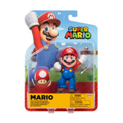 Jakks Pacific Super Mario 4-Inch Articulated Action Figure with Red Mushroom Power Up - Plastic