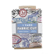 Fabric Traditions Passport Stamp White 100% Cotton Fabric, 44 in Wide, Precut 1 Yard