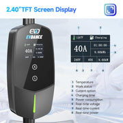 EVDANCE Level 2 Electric Vehicle Charger, 40Amp 240V 9.6KW, Portable with NEMA 14-50P Plug, 25ft Cable, Adjustable Current and Timing Delay, EV-ACS4002U