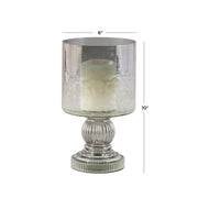 Deco 79 Black Glass Handmade Turned Style Pillar Hurricane Lamp, 7 in Diameter, 14 in Height, 24680