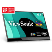 ViewSonic VX1655 15.6 Inch Full HD IPS Portable Monitor with Dual USB-C, Mini HDMI, Built-In Stand and Dual Speakers, Black